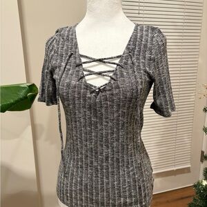 American Eagle Short Sleeve Lace-Up Women's Top